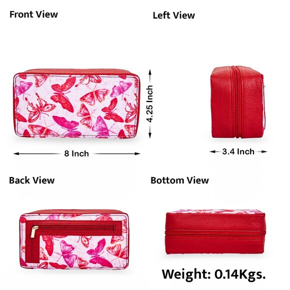 Sishka Women Hand Crafted Butterfly Printed Fabric Travel Jewellery Case Pouch - Picture 3 of 9